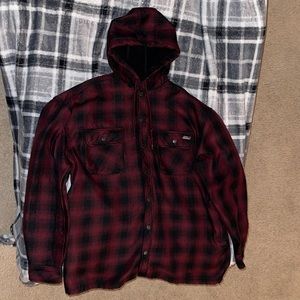 Red/black dickies flannel jacket with hood